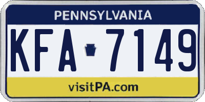 PA license plate KFA7149