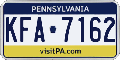 PA license plate KFA7162