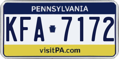 PA license plate KFA7172