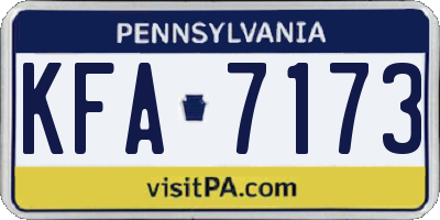 PA license plate KFA7173