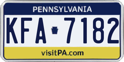PA license plate KFA7182