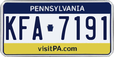 PA license plate KFA7191