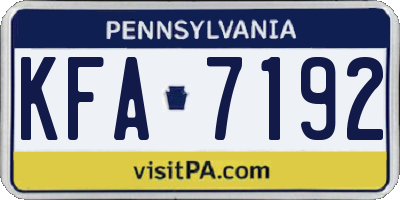 PA license plate KFA7192