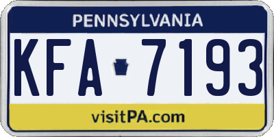 PA license plate KFA7193