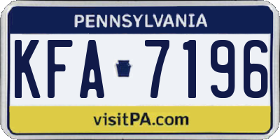 PA license plate KFA7196