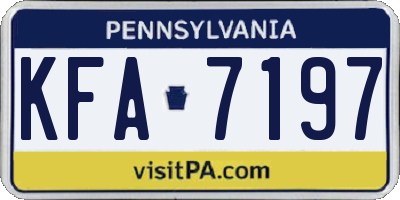 PA license plate KFA7197