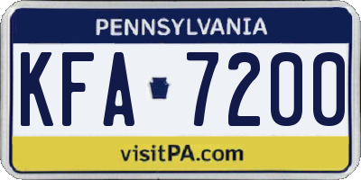 PA license plate KFA7200
