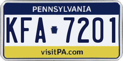 PA license plate KFA7201