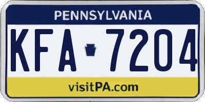 PA license plate KFA7204