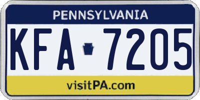 PA license plate KFA7205