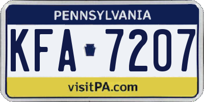 PA license plate KFA7207