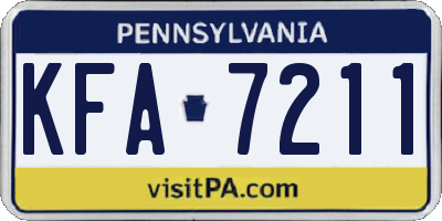 PA license plate KFA7211