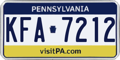 PA license plate KFA7212