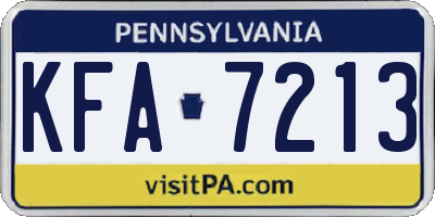 PA license plate KFA7213
