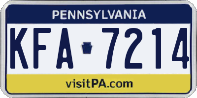 PA license plate KFA7214