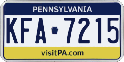 PA license plate KFA7215