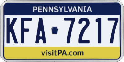 PA license plate KFA7217