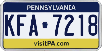 PA license plate KFA7218