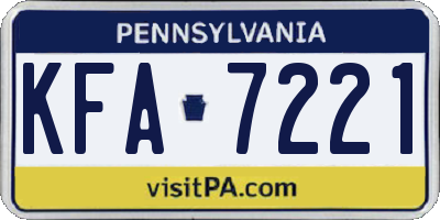 PA license plate KFA7221