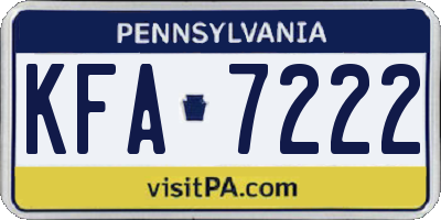 PA license plate KFA7222