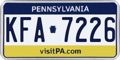 PA license plate KFA7226