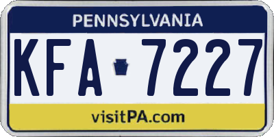 PA license plate KFA7227