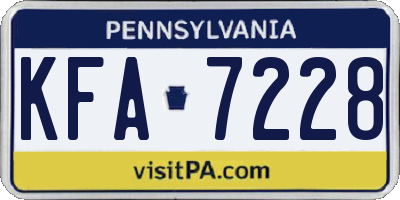 PA license plate KFA7228