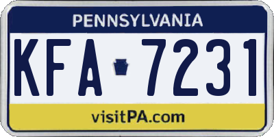 PA license plate KFA7231