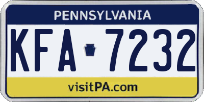 PA license plate KFA7232