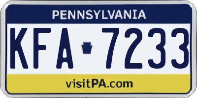 PA license plate KFA7233
