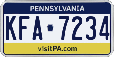 PA license plate KFA7234