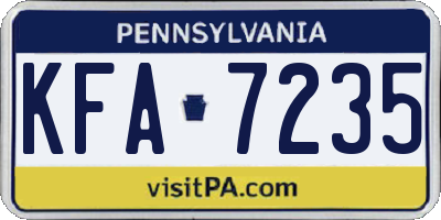 PA license plate KFA7235