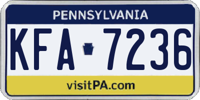 PA license plate KFA7236