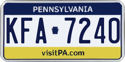 PA license plate KFA7240