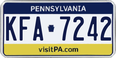 PA license plate KFA7242