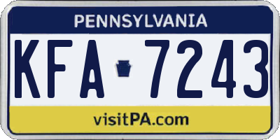 PA license plate KFA7243