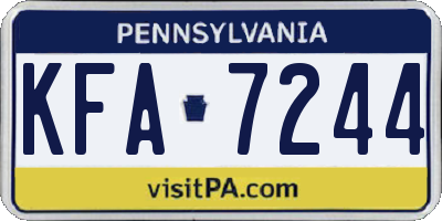 PA license plate KFA7244