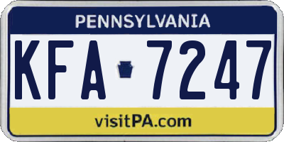 PA license plate KFA7247