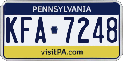PA license plate KFA7248