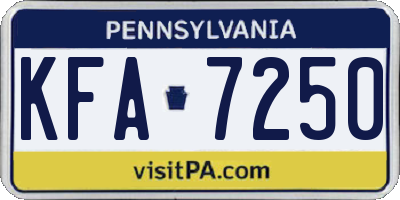 PA license plate KFA7250