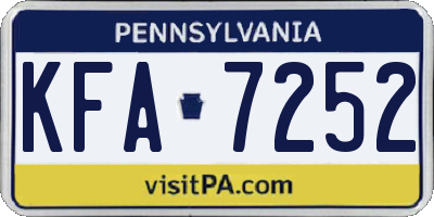 PA license plate KFA7252