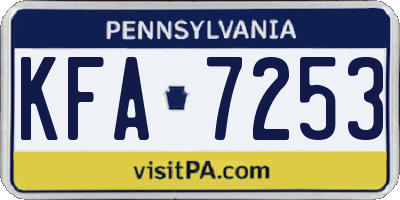 PA license plate KFA7253