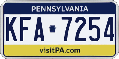PA license plate KFA7254