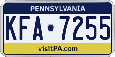 PA license plate KFA7255