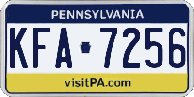 PA license plate KFA7256