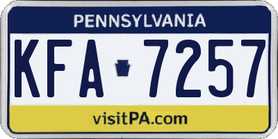 PA license plate KFA7257