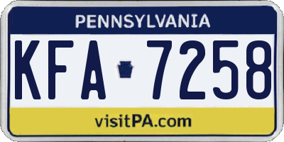 PA license plate KFA7258