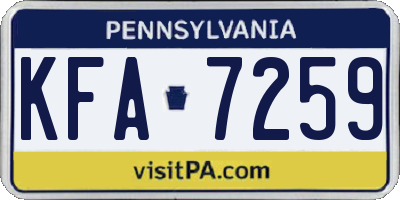 PA license plate KFA7259
