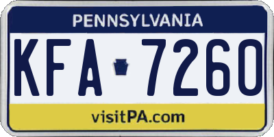 PA license plate KFA7260