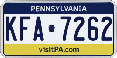 PA license plate KFA7262